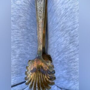 Antique Gold-Toned Hand Engraved Ornate Ice Tongs